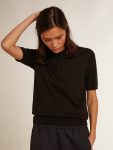 Women Women’s Polo Shirt In Black Merino Wool Black T-Shirts & Tops Golden Goose - 5