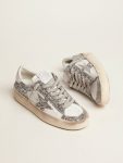 Women Women's Stardan In White Leather And Glitter Stardan Golden Goose White And Silver - 2