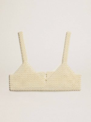 Women Women’s String Of Pearls Top T-Shirts & Tops Golden Goose Pearl White - 1