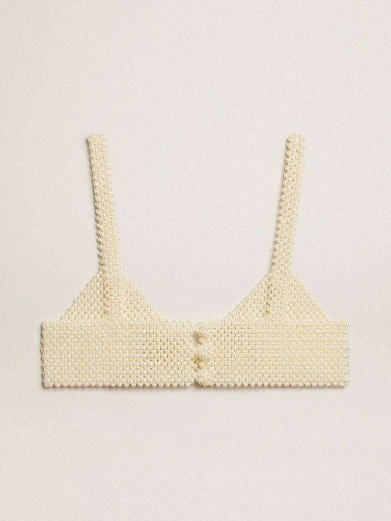 Women Women’s String Of Pearls Top T-Shirts & Tops Golden Goose Pearl White - 5