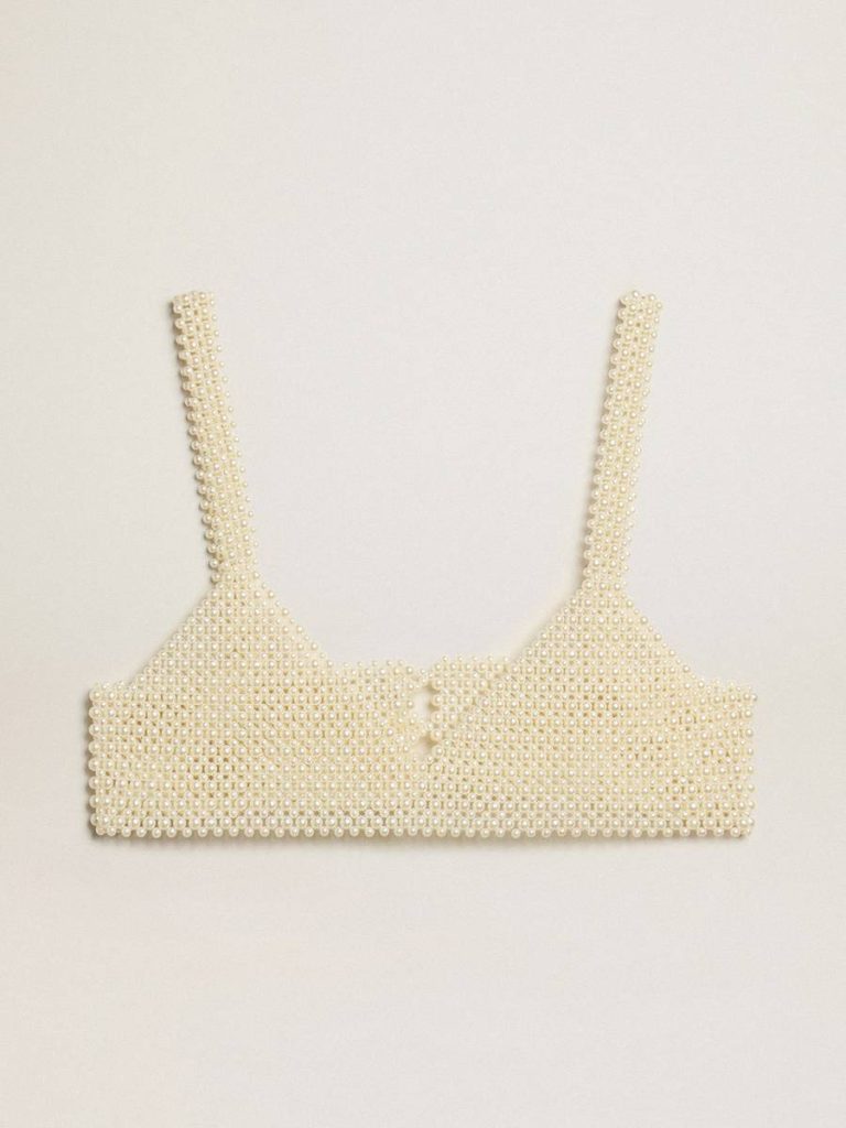 Women Women’s String Of Pearls Top T-Shirts & Tops Golden Goose Pearl White - 1