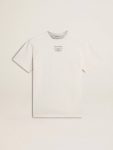 Women Women's Worn-White Cotton T-Shirt With Black Lettering T-Shirts & Tops Golden Goose Worn White - 1