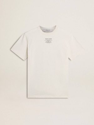 Women Women's Worn-White Cotton T-Shirt With Black Lettering T-Shirts & Tops Golden Goose Worn White - 1