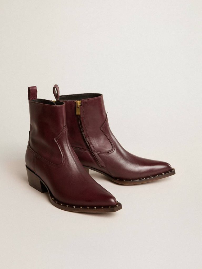 Women Womens's Low Debbie Boots In Burgundy Leather Boots Burgundy Golden Goose - 2