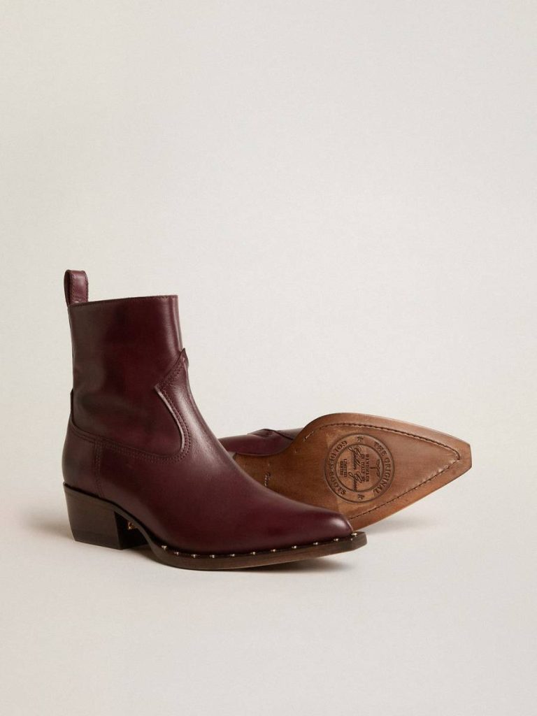 Women Womens's Low Debbie Boots In Burgundy Leather Boots Burgundy Golden Goose - 4