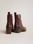 Women Womens's Low Debbie Boots In Burgundy Leather Boots Burgundy Golden Goose - 5