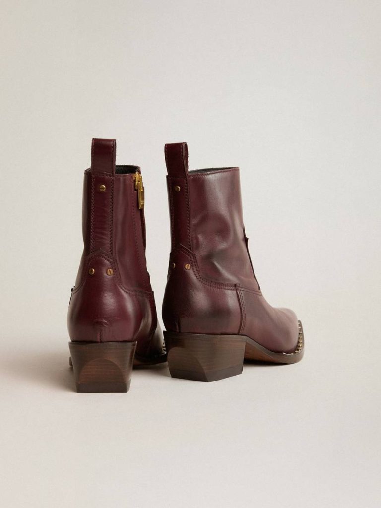 Women Womens's Low Debbie Boots In Burgundy Leather Boots Burgundy Golden Goose - 5