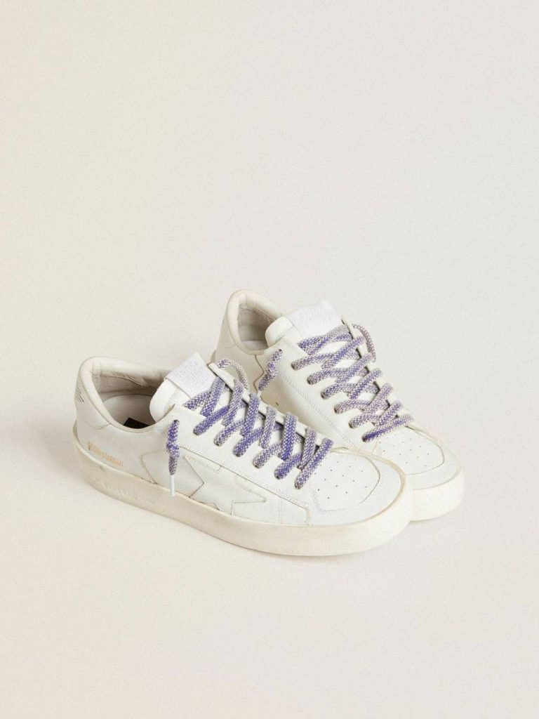 Women Worn Purple Laces Golden Goose Worn-Purple Cotton Laces With Logoed Aglet - 3