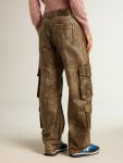 Women's Aged Brown Nappa Leather Cargo Pants Women Golden Goose Jeans & Pants Aged Brown - 4