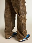 Women's Aged Brown Nappa Leather Cargo Pants Women Golden Goose Jeans & Pants Aged Brown - 5