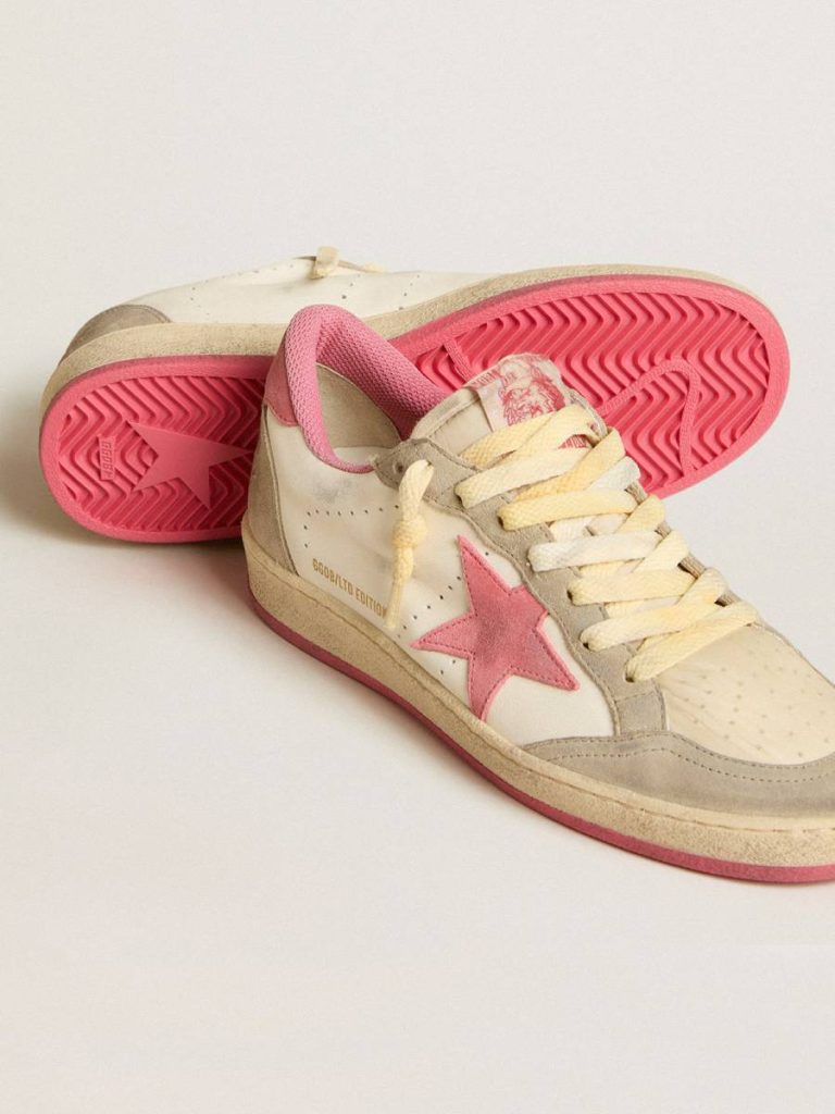 Women's Ball Star Ltd In Nappa With Pink Suede Star And Dove-Gray Inserts Golden Goose Women Ball Star - 3