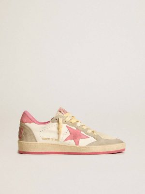 Women's Ball Star Ltd In Nappa With Pink Suede Star And Dove-Gray Inserts Golden Goose Women Ball Star - 1