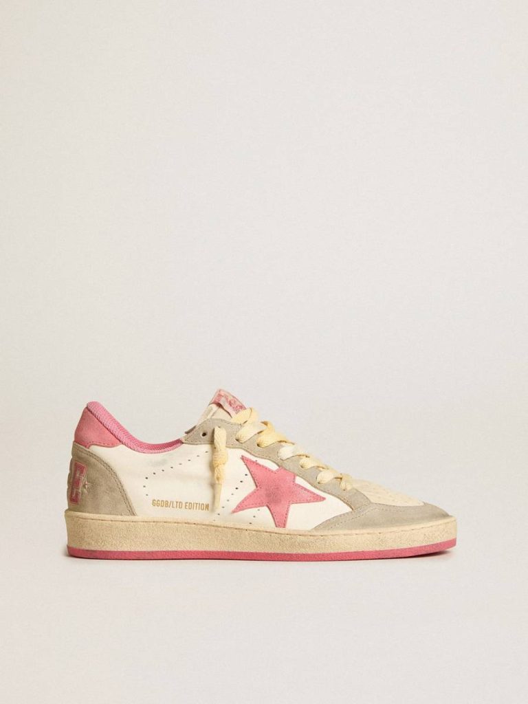 Women's Ball Star Ltd In Nappa With Pink Suede Star And Dove-Gray Inserts Golden Goose Women Ball Star - 1