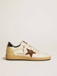 Women’s Ball Star Ltd With Mesh Star And Midnight Blue Leather Heel Tab Ball Star Women Golden Goose White - 1