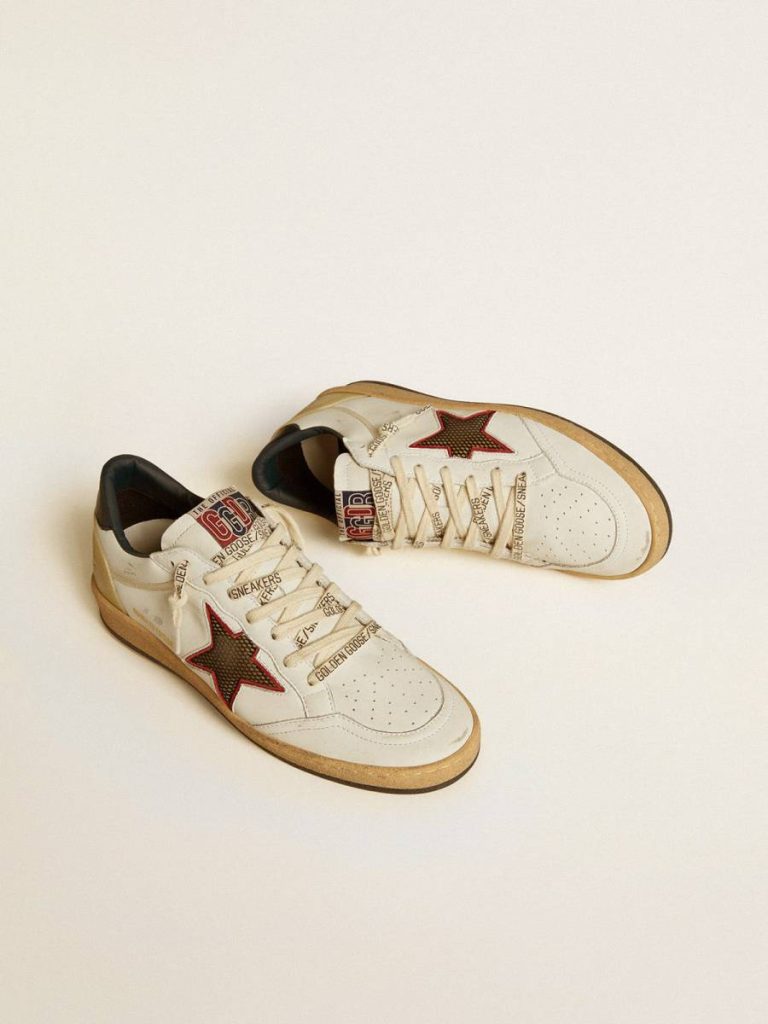 Women’s Ball Star Ltd With Mesh Star And Midnight Blue Leather Heel Tab Ball Star Women Golden Goose White - 2