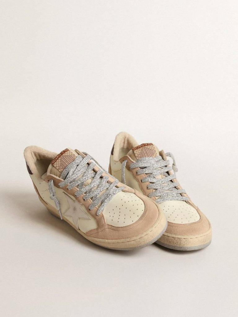 Women's Ball Star Ltd With White Star And Burgundy Leather Heel Tab Ball Star Golden Goose Women Light Yellow - 2