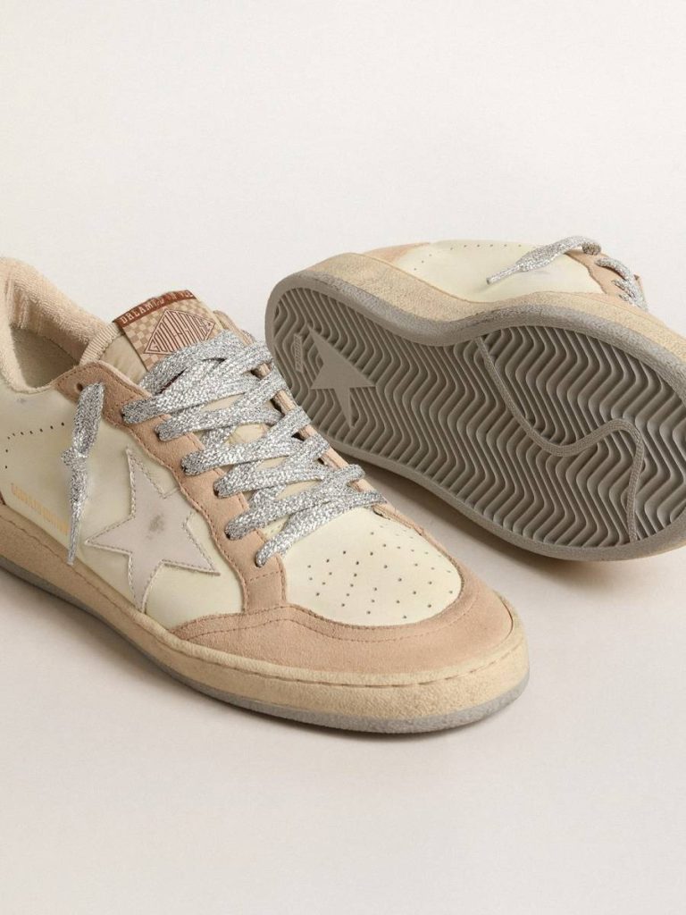 Women's Ball Star Ltd With White Star And Burgundy Leather Heel Tab Ball Star Golden Goose Women Light Yellow - 3