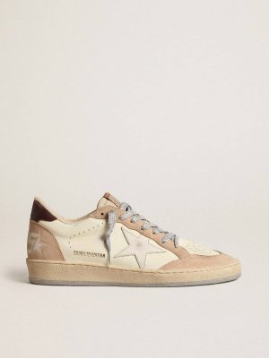 Women's Ball Star Ltd With White Star And Burgundy Leather Heel Tab Ball Star Golden Goose Women Light Yellow - 1