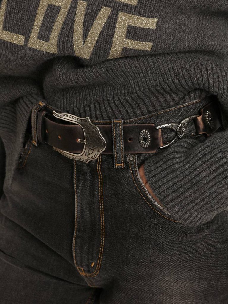 Women's Belt In Black Leather With Silver Decorations Belts Women Black Golden Goose - 3