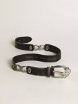 Women's Belt In Black Leather With Silver Decorations Belts Women Black Golden Goose - 4