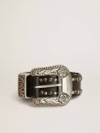 Women's Belt In Black Leather With Studs Golden Goose Women Belts Black - 1