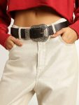 Women's Belt In Black Leather With Studs Golden Goose Women Belts Black - 3