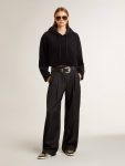 Women’s Black Chenille Sweatshirt With Embroidery On The Back Women Sweatshirts Golden Goose Black - 3