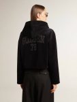 Women’s Black Chenille Sweatshirt With Embroidery On The Back Women Sweatshirts Golden Goose Black - 4