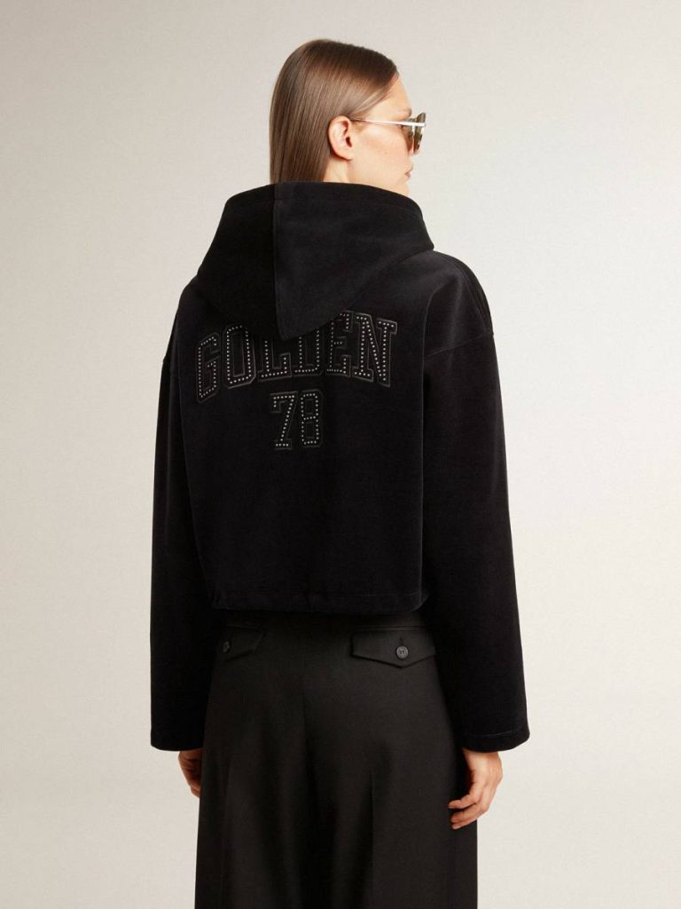 Women’s Black Chenille Sweatshirt With Embroidery On The Back Women Sweatshirts Golden Goose Black - 4