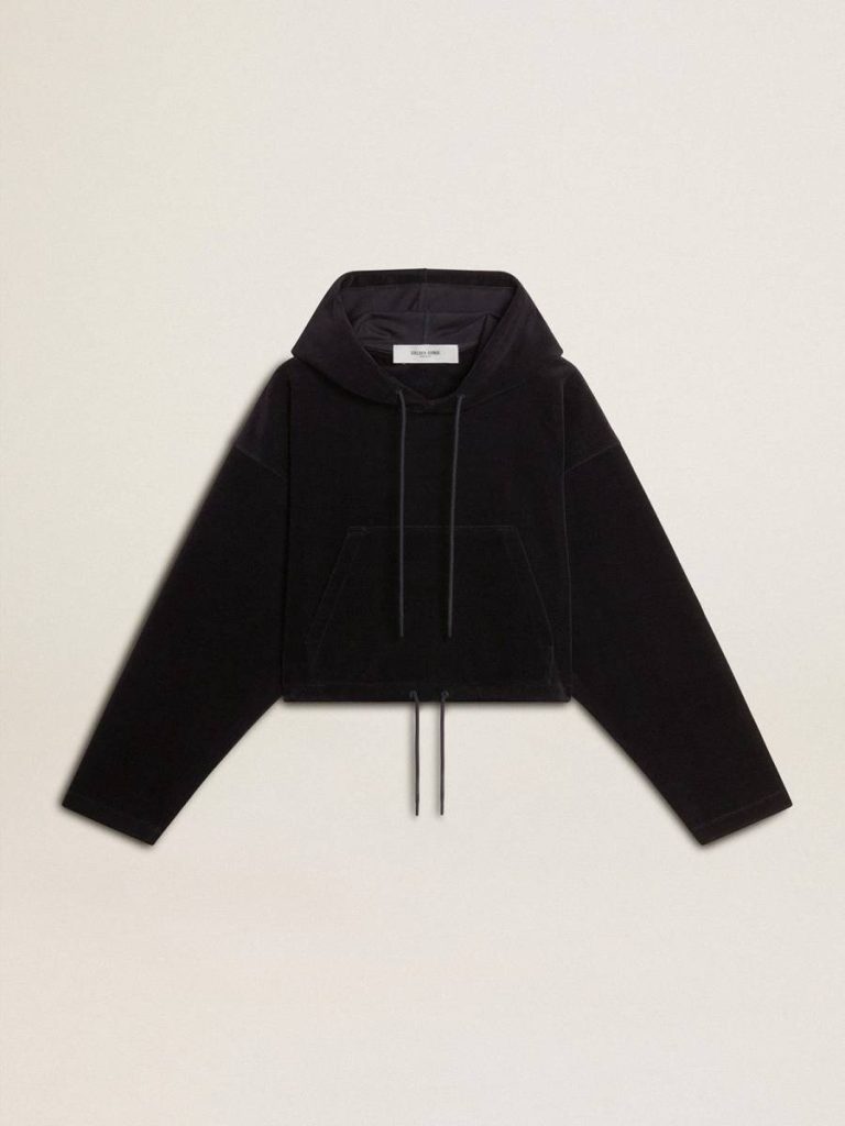 Women’s Black Chenille Sweatshirt With Embroidery On The Back Women Sweatshirts Golden Goose Black - 1