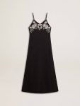 Women’s Black Slip Dress With Embroidery Black Women Dresses & Jumpsuits Golden Goose - 1