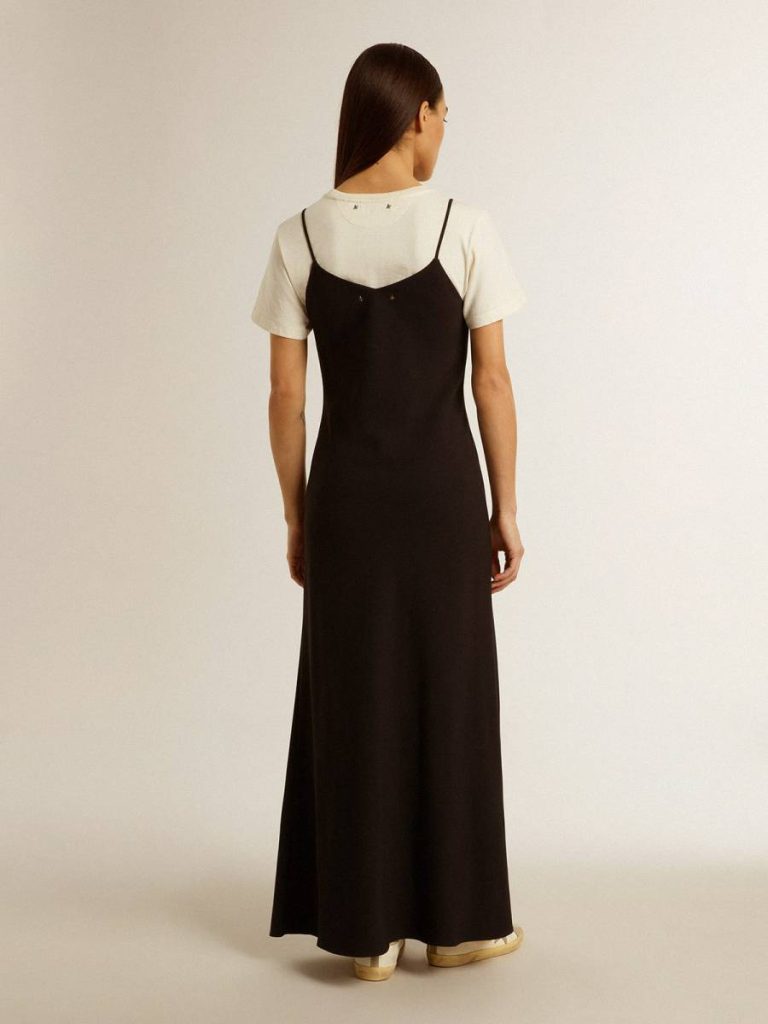 Women’s Black Slip Dress With Embroidery Black Women Dresses & Jumpsuits Golden Goose - 3