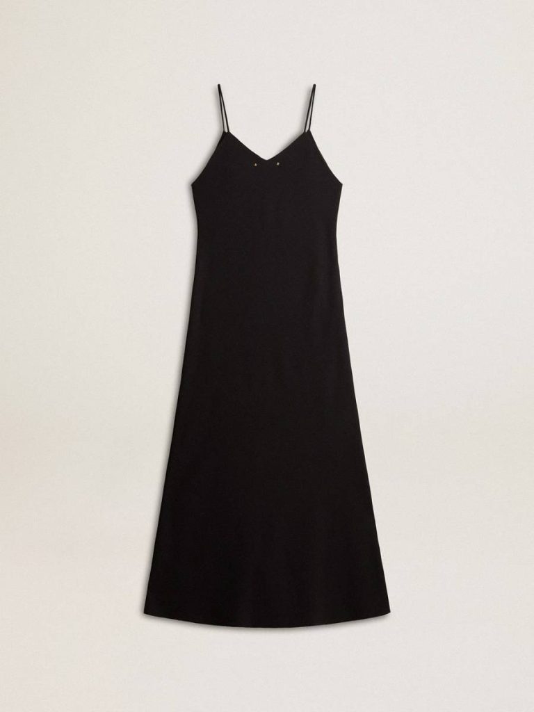 Women’s Black Slip Dress With Embroidery Black Women Dresses & Jumpsuits Golden Goose - 5