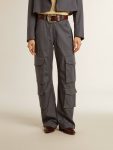 Women's Cargo Pants In Baby Blue Wool Women Jeans & Pants Baby Blue Golden Goose - 2