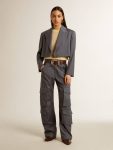 Women's Cargo Pants In Baby Blue Wool Women Jeans & Pants Baby Blue Golden Goose - 3