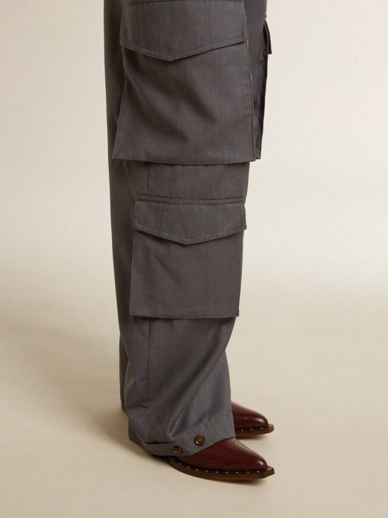 Women's Cargo Pants In Baby Blue Wool Women Jeans & Pants Baby Blue Golden Goose - 5