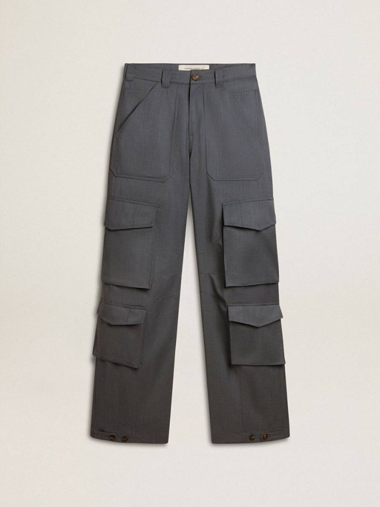 Women's Cargo Pants In Baby Blue Wool Women Jeans & Pants Baby Blue Golden Goose - 1