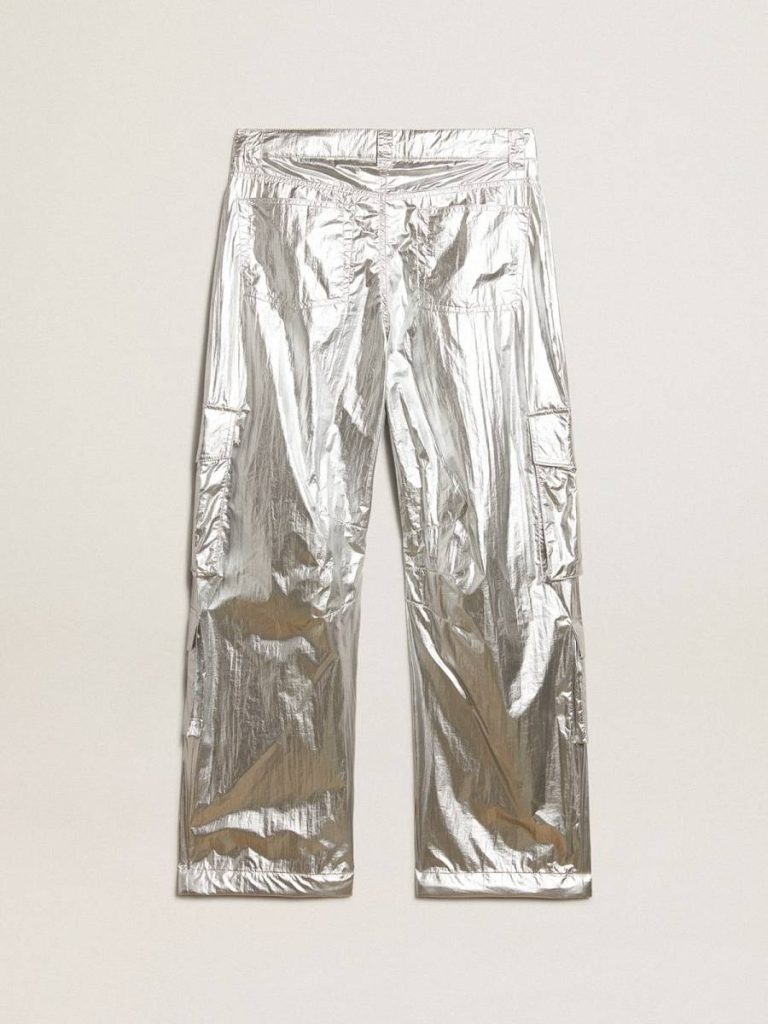 Women’s Cargo Pants In Silver Technical Fabric Jeans & Pants Golden Goose Women Silver - 5