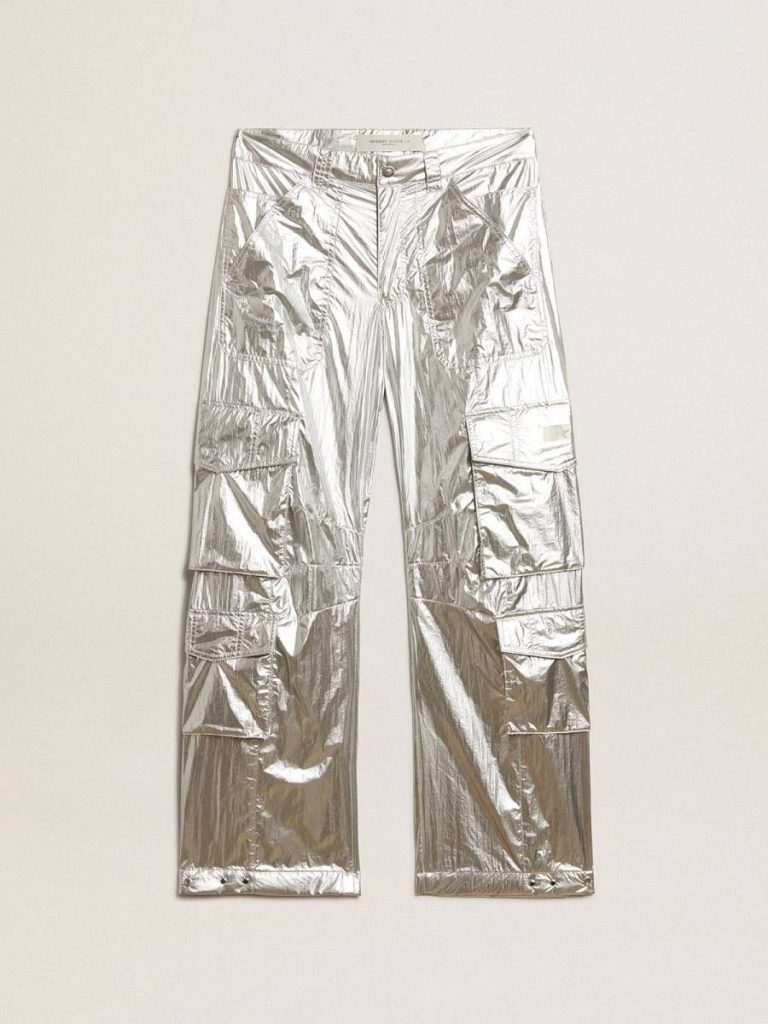 Women’s Cargo Pants In Silver Technical Fabric Jeans & Pants Golden Goose Women Silver - 1
