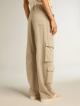 Women's Dark Olive-Colored Cotton Cargo Pants With A Herringbone Design Women Golden Goose Jeans & Pants Dark Olive - 4