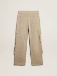 Women's Dark Olive-Colored Cotton Cargo Pants With A Herringbone Design Women Golden Goose Jeans & Pants Dark Olive - 5