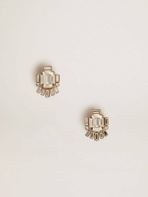 Women's Déco Stud Earrings In Antique Gold Color With Crystals Jewelry Golden Goose Women Antique Gold - 1