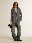 Women's Double-Breasted Blazer In Baby Blue Baby Blue Golden Goose Blazers Women - 3