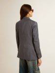 Women's Double-Breasted Blazer In Baby Blue Baby Blue Golden Goose Blazers Women - 4