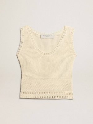 Women's Ecru-Colored Gilet Golden Goose Ecru T-Shirts & Tops Women - 1