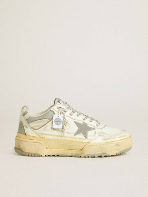 Women’s Forty2 In White Leather With Laces With Swarovski Crystals And Gray Star Golden Goose Women Forty2 - 1