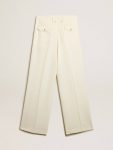 Women's Joggers In Aged White Wool Blend Jeans & Pants Women Golden Goose Aged White - 2