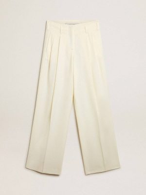 Women's Joggers In Aged White Wool Blend Jeans & Pants Women Golden Goose Aged White - 1