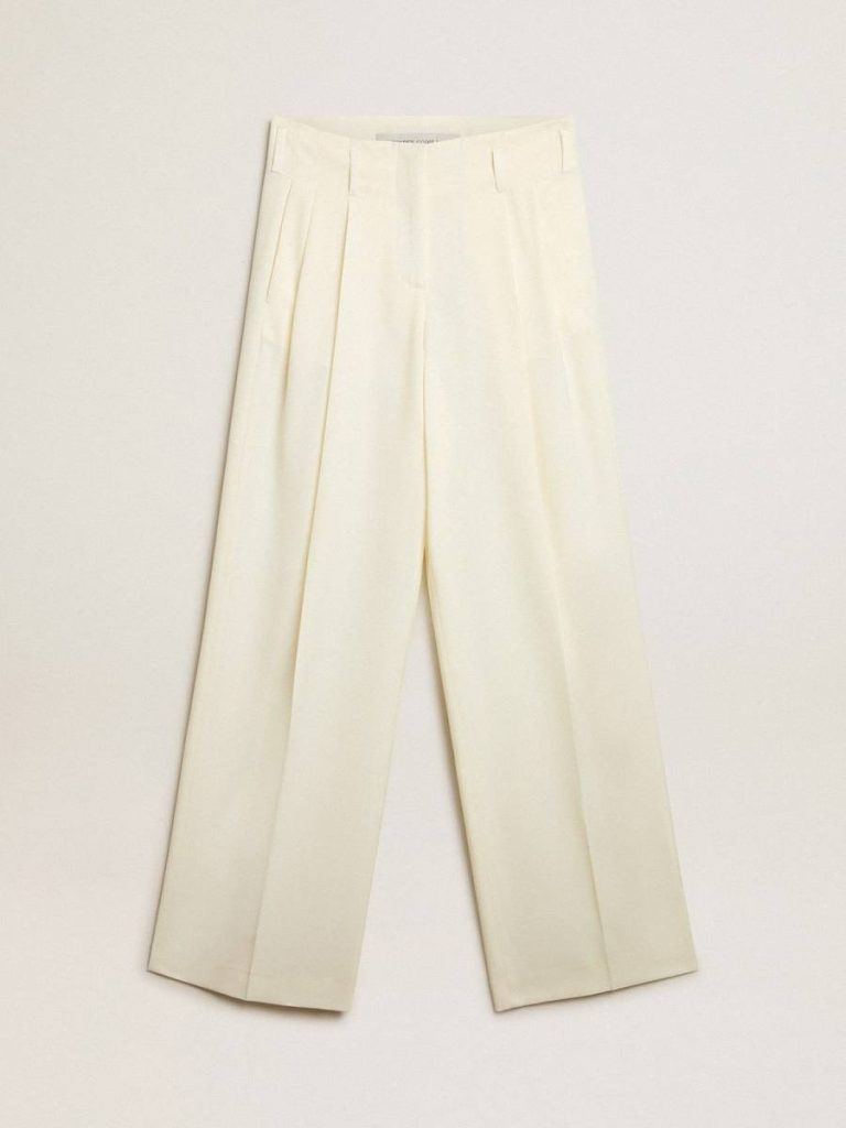 Women's Joggers In Aged White Wool Blend Jeans & Pants Women Golden Goose Aged White - 1
