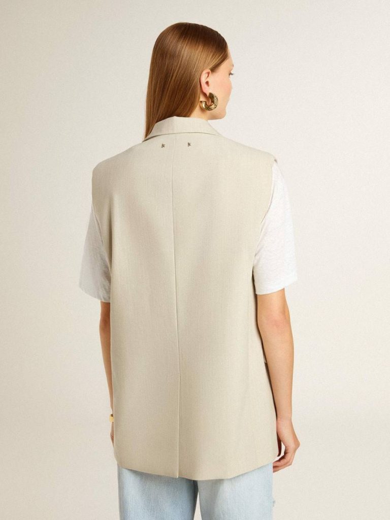 Women's Khaki Wool Blend Vest Jacket Coats & Jackets Golden Goose Women Khaki - 4